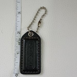 Coach Dark Brown Leather Hangtag with Silver Chain